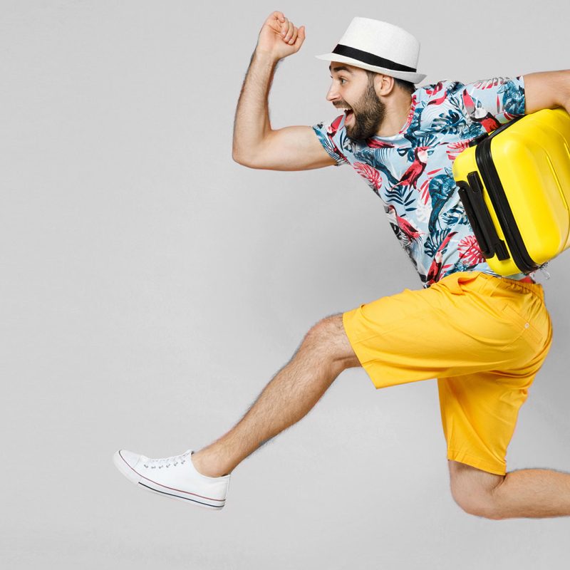 An excited tourist