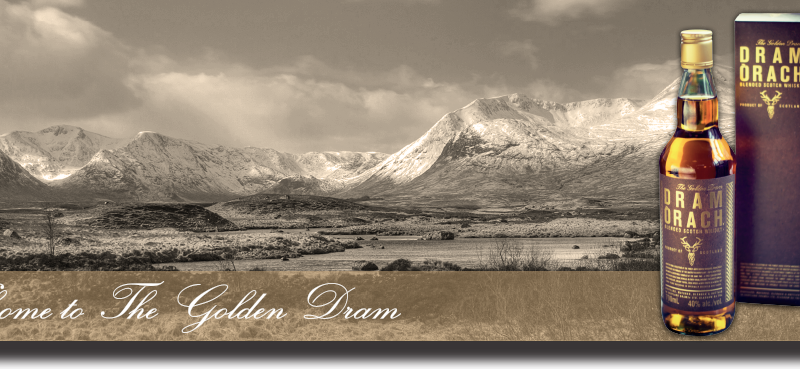 Scottish scene with Dram2o whisky bottle sitting on it