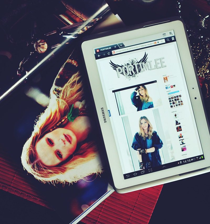 A photo of a blog displayed on a tablet