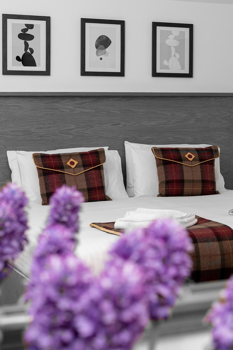 A bedroom in one of the Elderburn luxury lodges