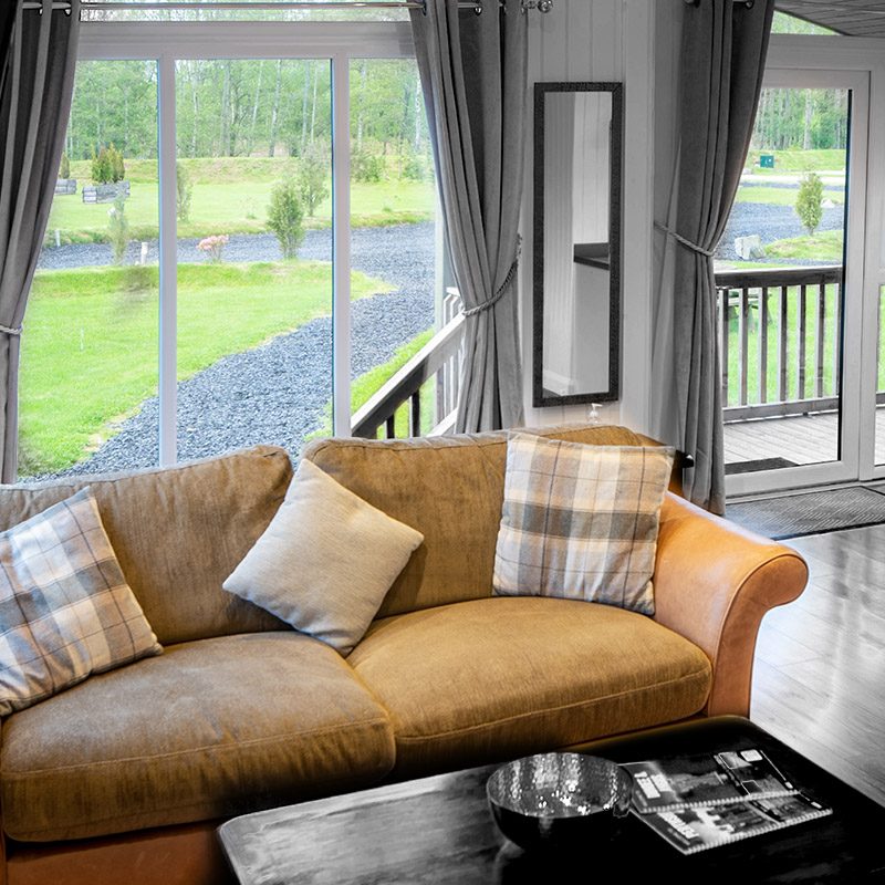 The interior of a lodge at Silverwood resort