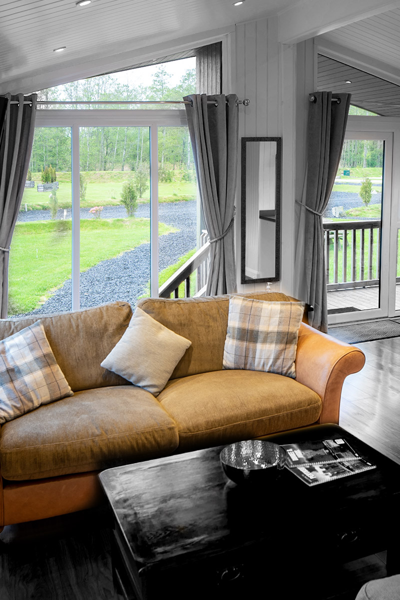 The interior of a lodge at Silverwood resort